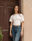 Iris Top – cropped fit styled with jeans off duty look – Solfuse